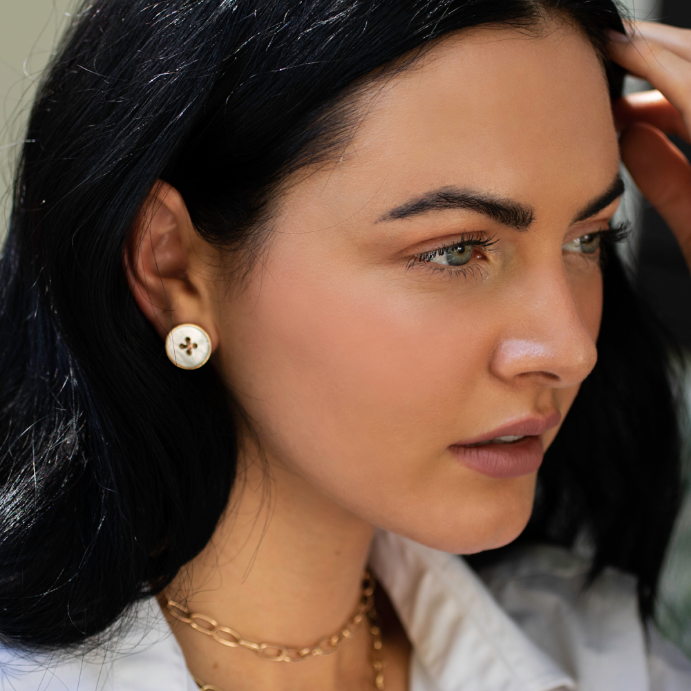 Large button best sale earrings